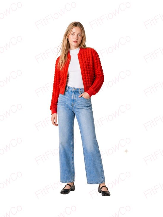 Jolie & Joy Jackets & Blazers - Jolie & Joy Orange Bubble Textured Bomber Jacket Junior XL NWT
